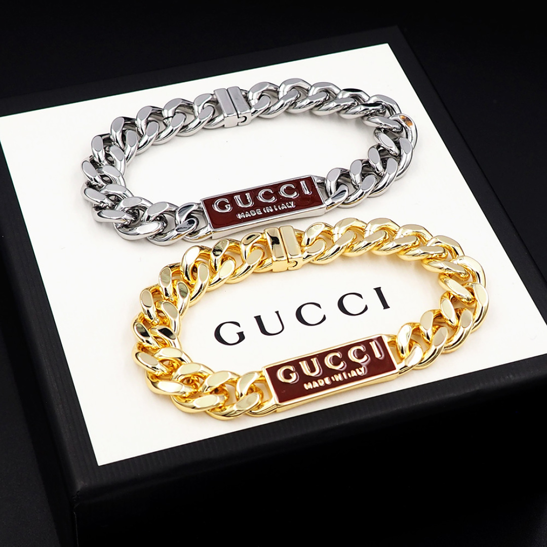 GGS057 Gucci Trademark enamel chain bracelet For men - ccjewelryacc