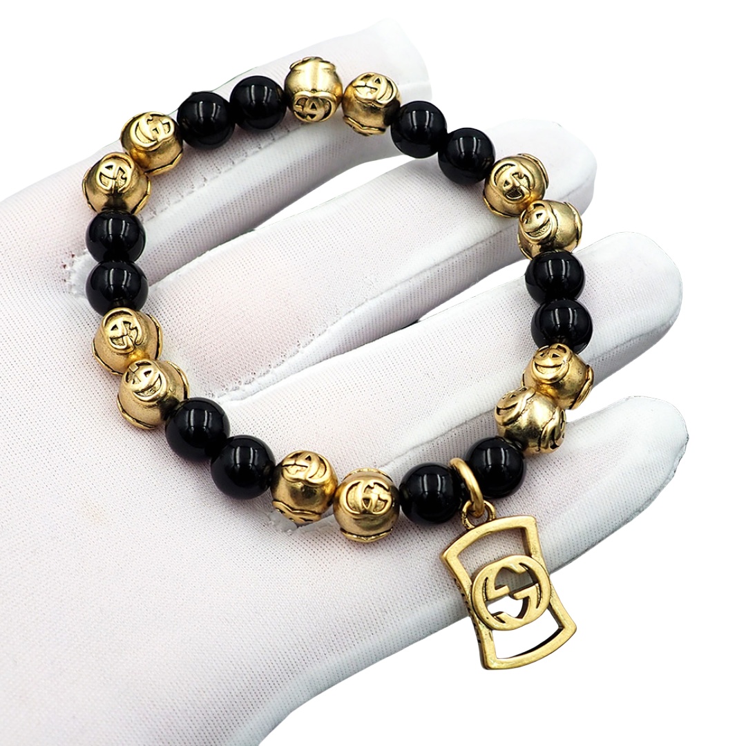 GGS056 Gucci Black beads bracelet with Identifier - ccjewelryacc