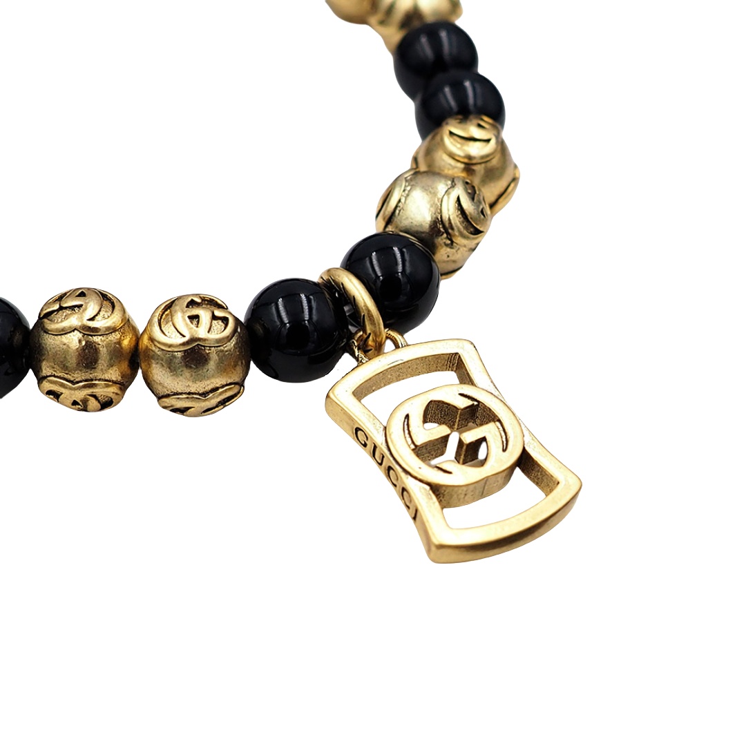GGS056 Gucci Black beads bracelet with Identifier - ccjewelryacc