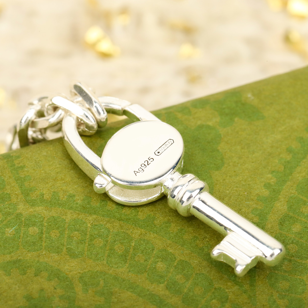 GGSS001 S925 Sterling silver Gucci Trademark chain bracelet with key 18k - ccjewelryacc