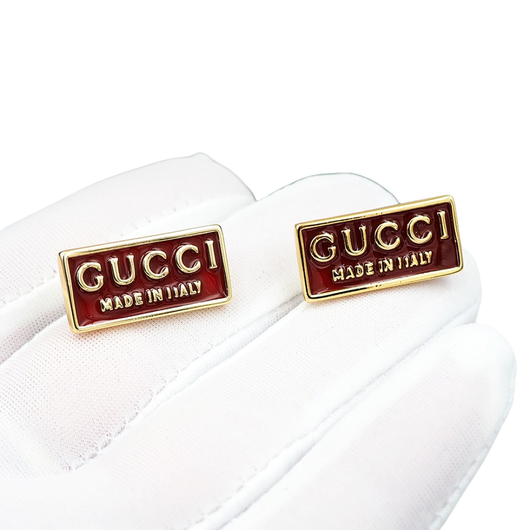 GGE141  Gucci Trademark enamel stud earrings - ccjewelryacc