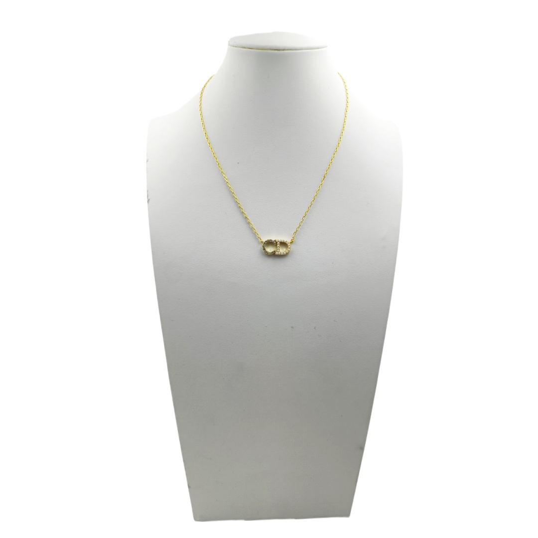 CDN044 Dior petit CD necklace in cyrstal and pearl - ccjewelryacc