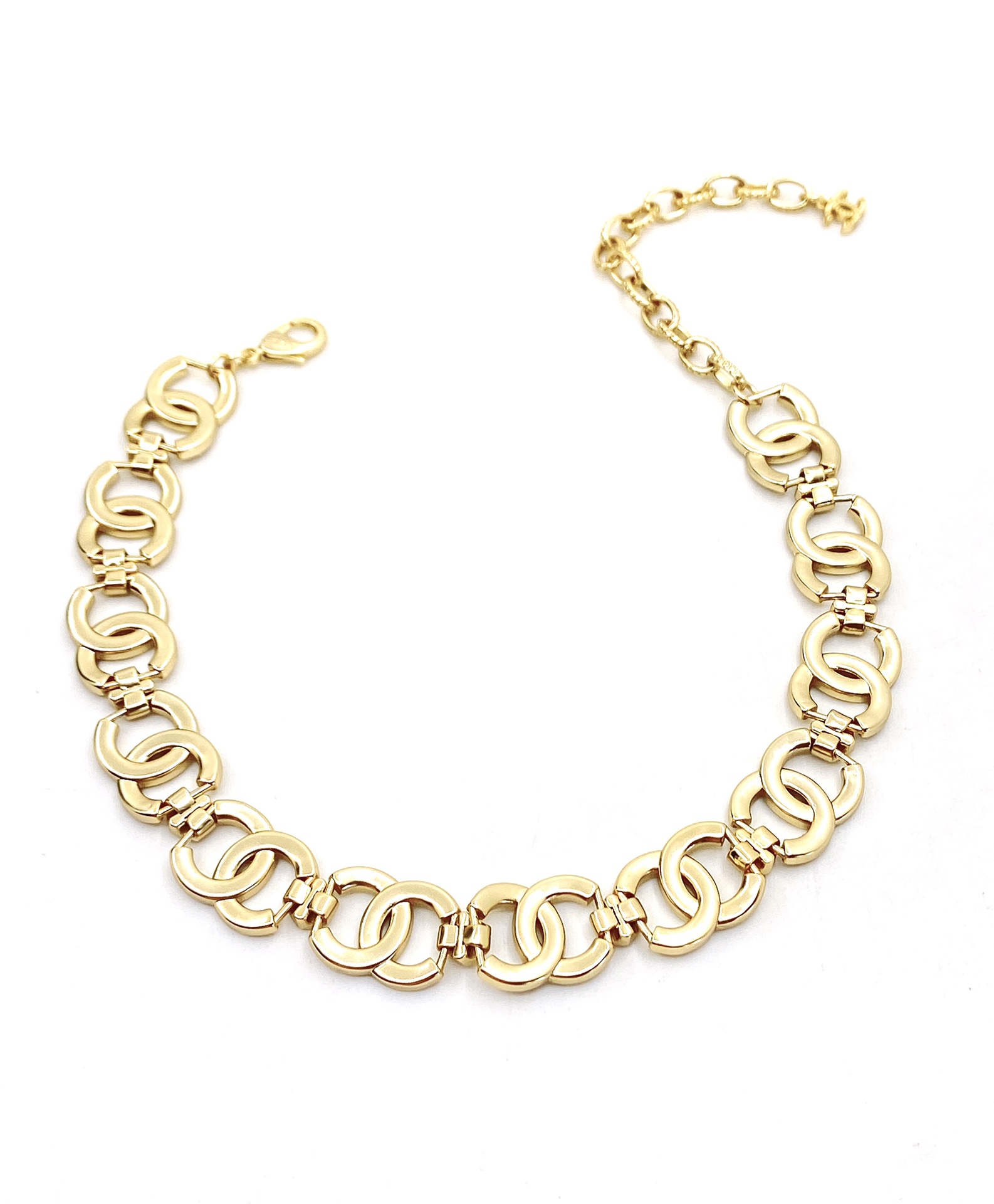 CCN138 Full crystal cc logo choker necklace - ccjewelryacc