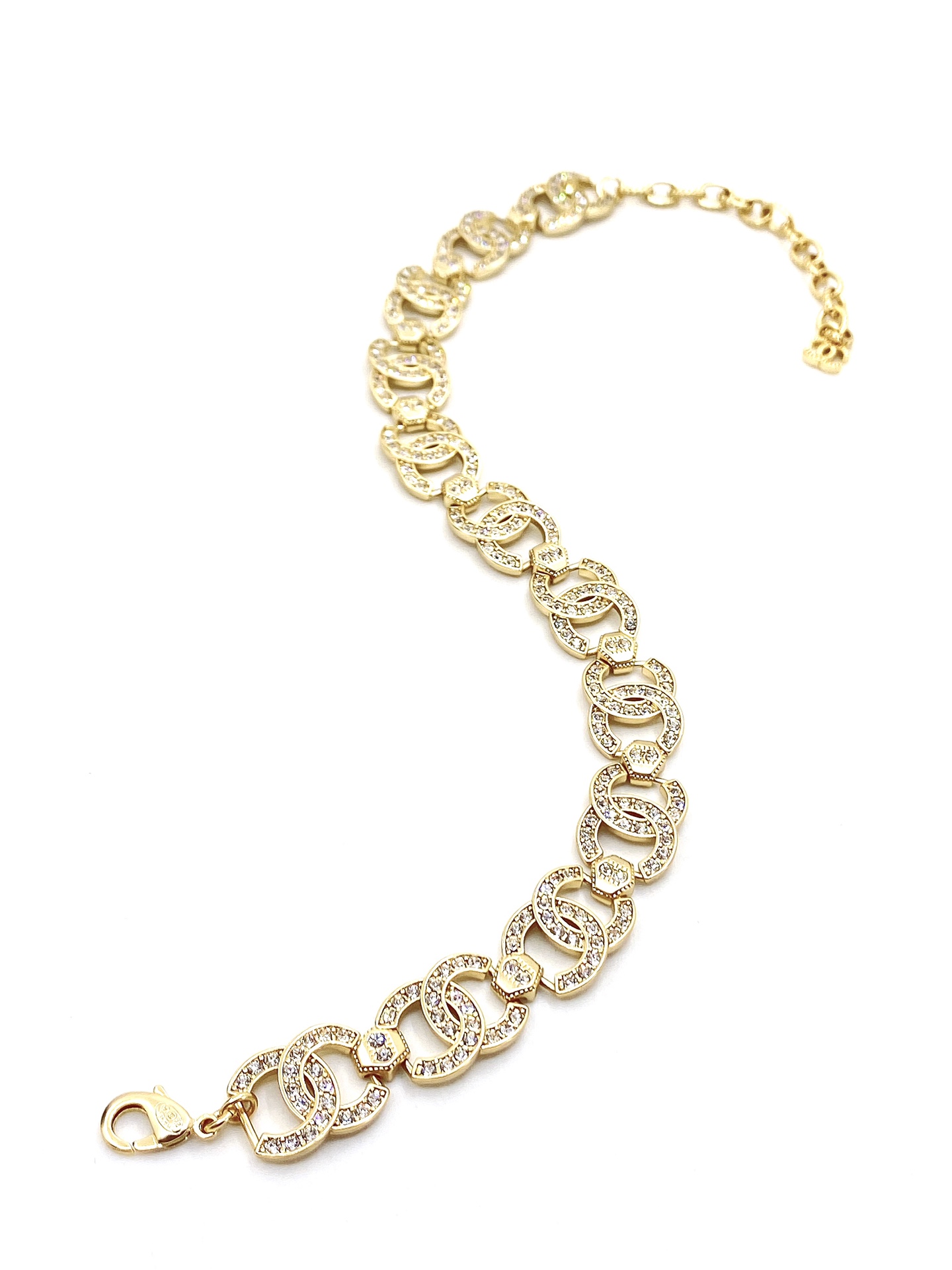CCN138 Full crystal cc logo choker necklace - ccjewelryacc