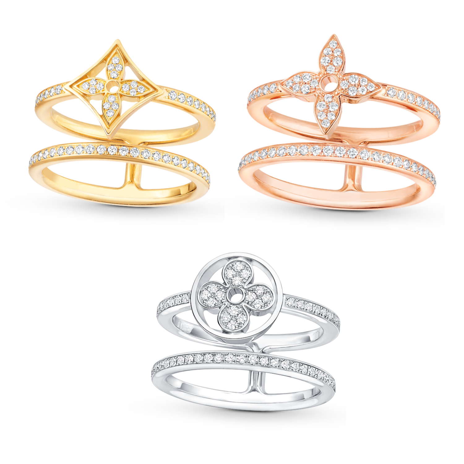 LVR021 LV Idylle Blossom Two-Row Ring - ccjewelryacc