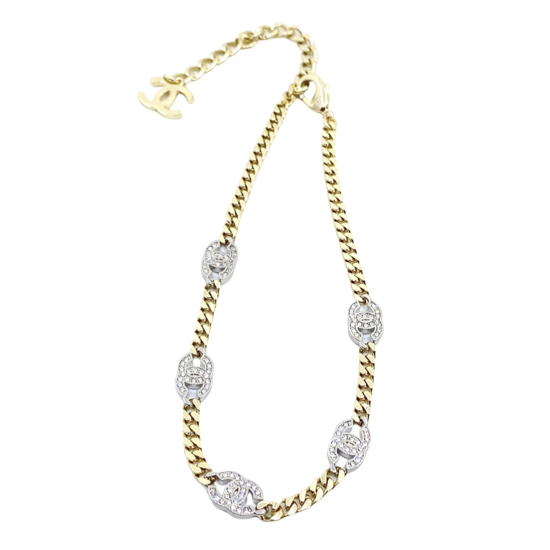 CCN031 Chanel crystal cc motifs choker - ccjewelryacc
