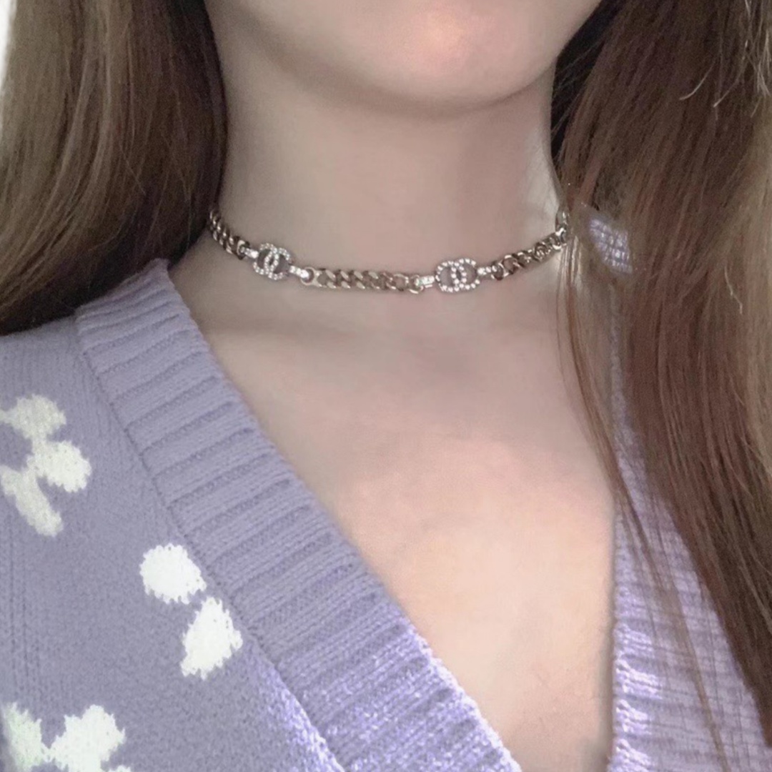 CCN027 Chanel CC motifs choker Necklace - ccjewelryacc