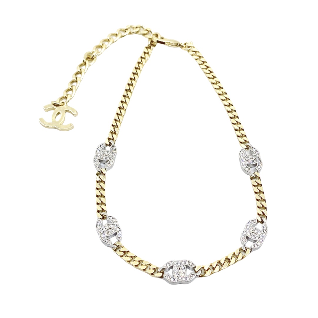 CCN031 Chanel crystal cc motifs choker - ccjewelryacc