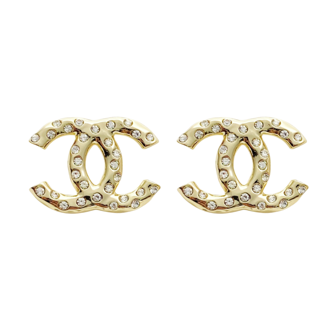 CCE855 24B Metal cc logo stud earring - ccjewelryacc