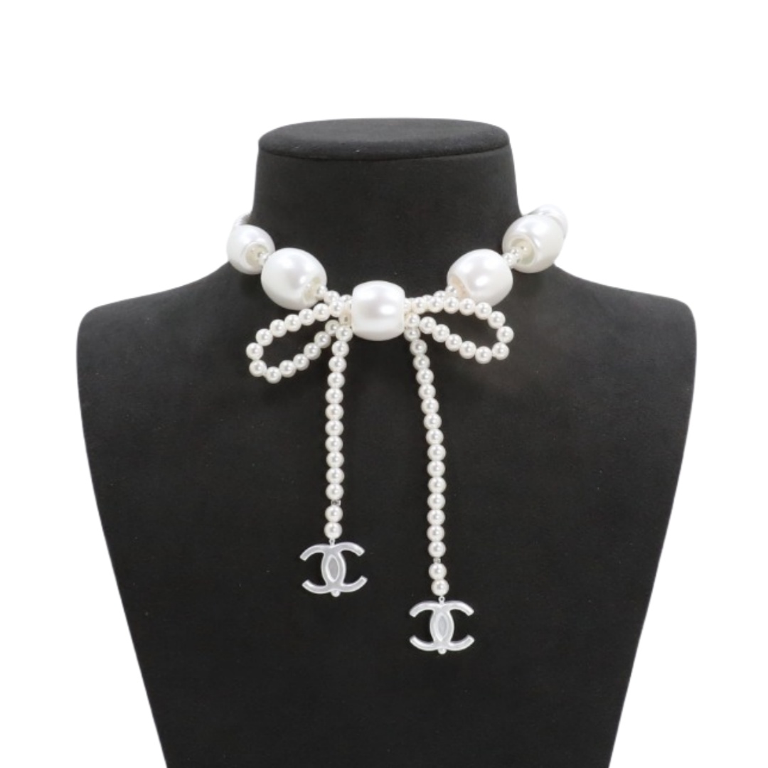CCN021 Chanel pearl bow tassels necklace - ccjewelryacc
