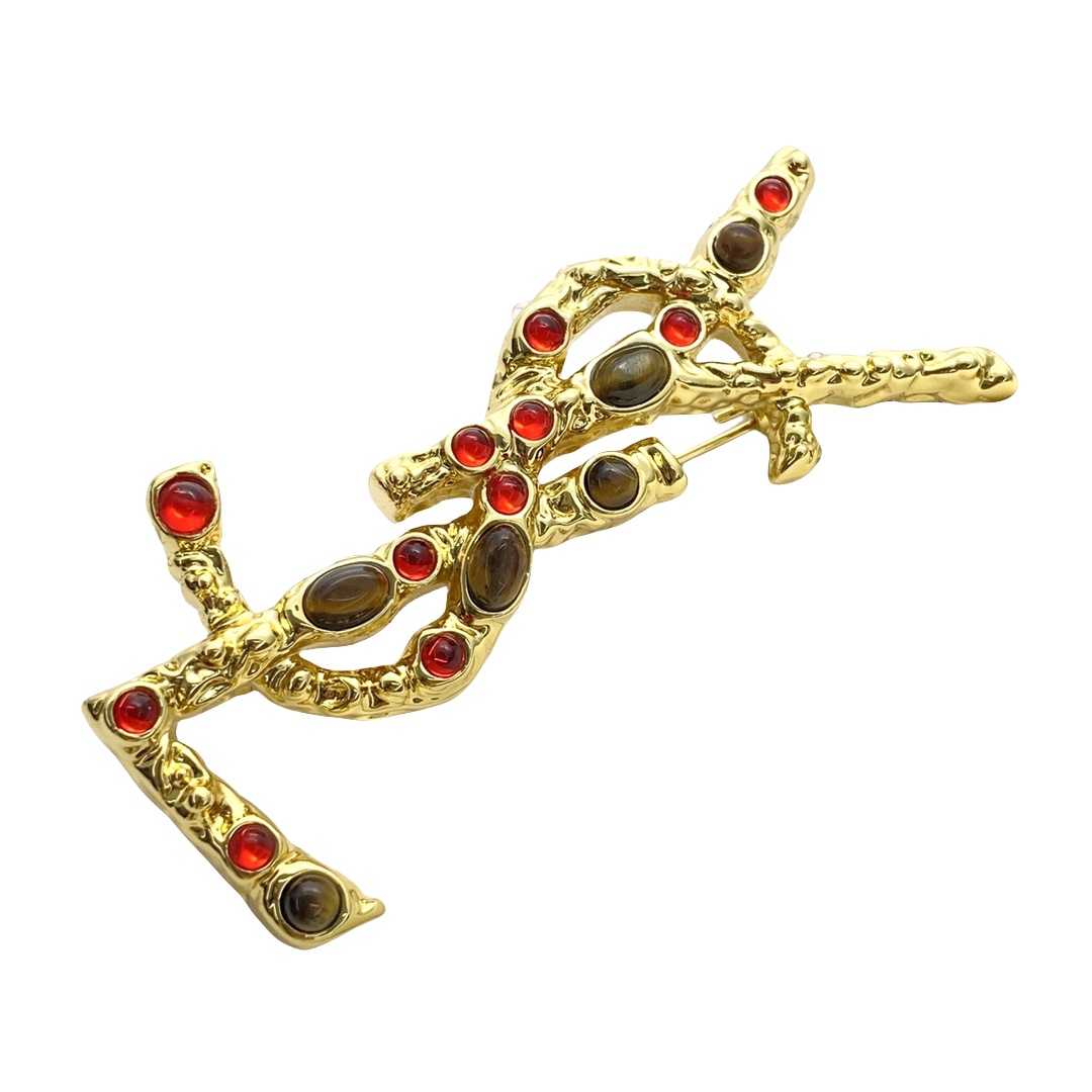 BYB008 YSL Gemstone brooch pin - ccjewelryacc