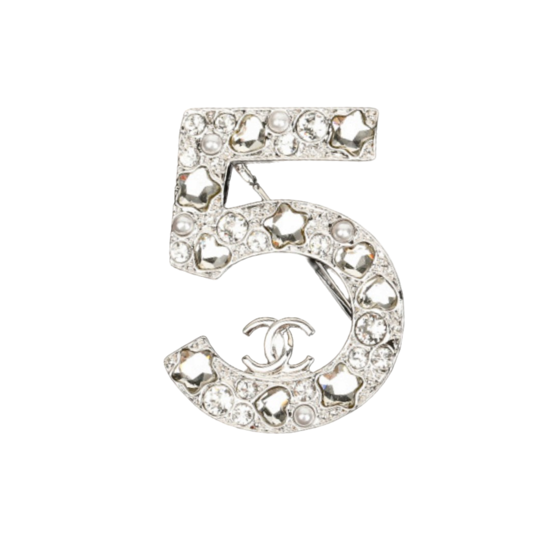 BCB324 Chanel 25 heart star No 5 brooch pin - ccjewelryacc
