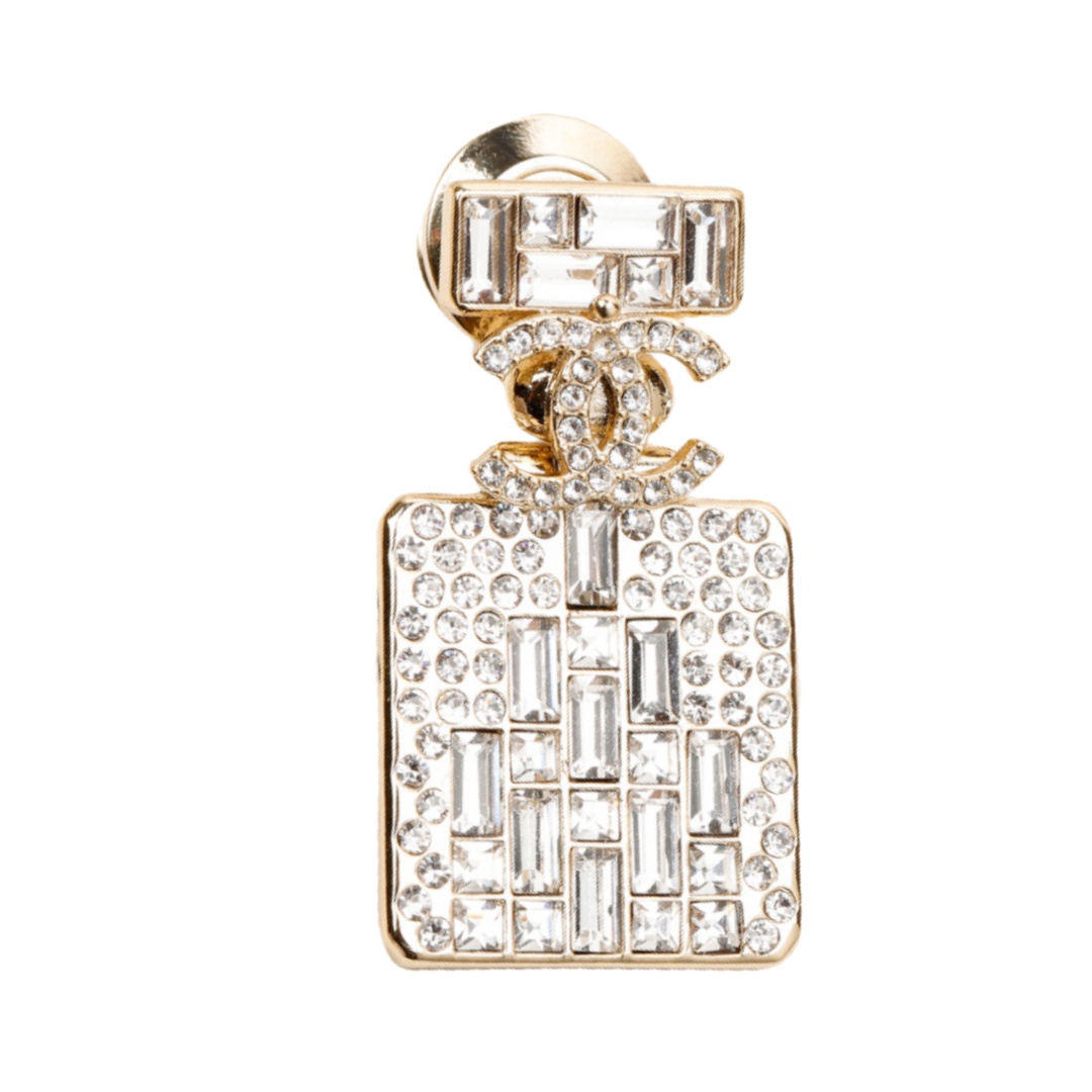 BCB476 Full crystal cc logo diamond perfume bottle brooch pin - ccjewelryacc