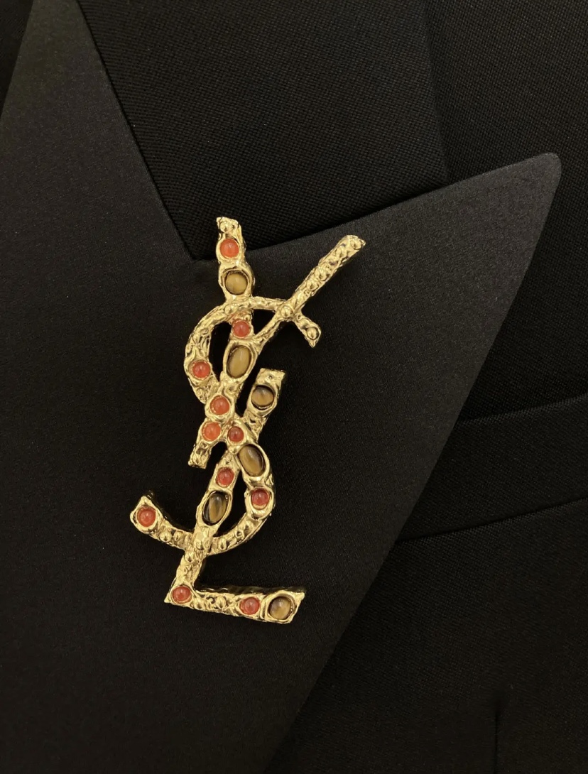 BYB008 YSL Gemstone brooch pin - ccjewelryacc