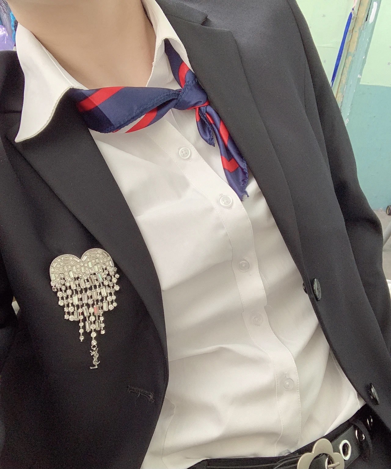 BYB009 YSL crystal heart brooch pin - ccjewelryacc