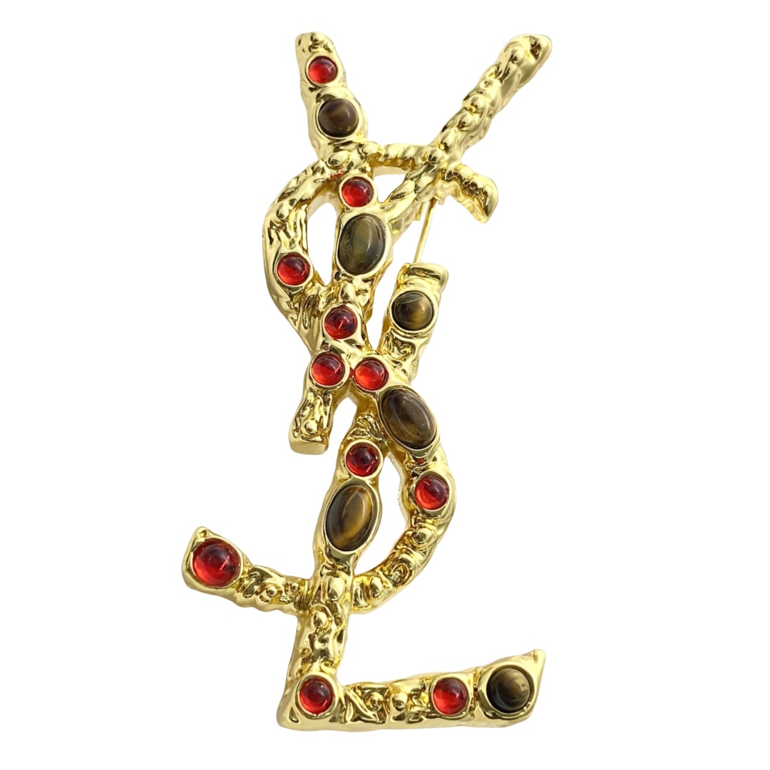 BYB008 YSL Gemstone brooch pin - ccjewelryacc