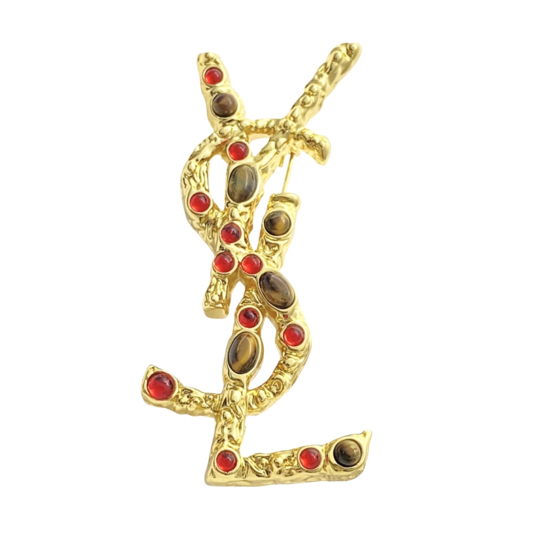 BYB008 YSL Gemstone brooch pin - ccjewelryacc