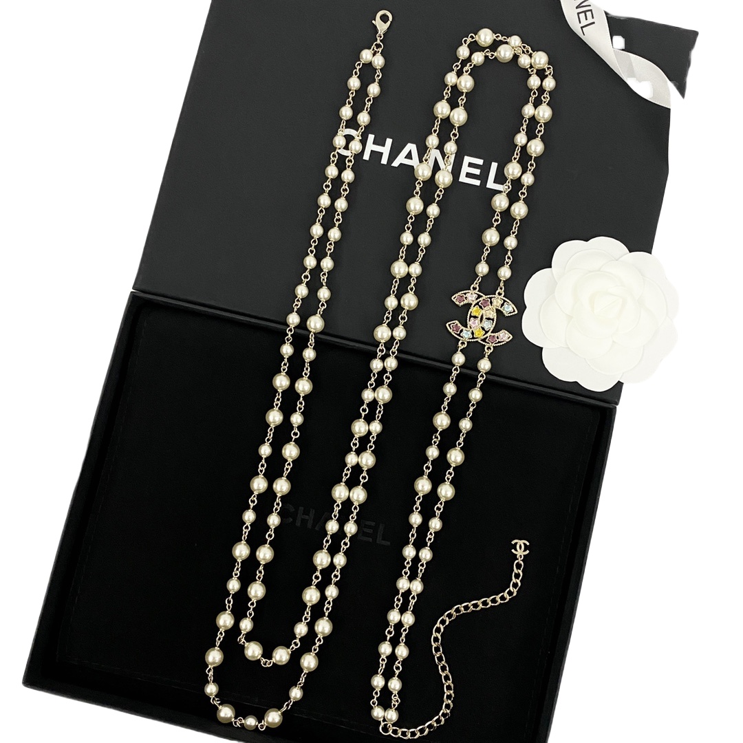 CCL094 Chanel necklace pearl long - ccjewelryacc