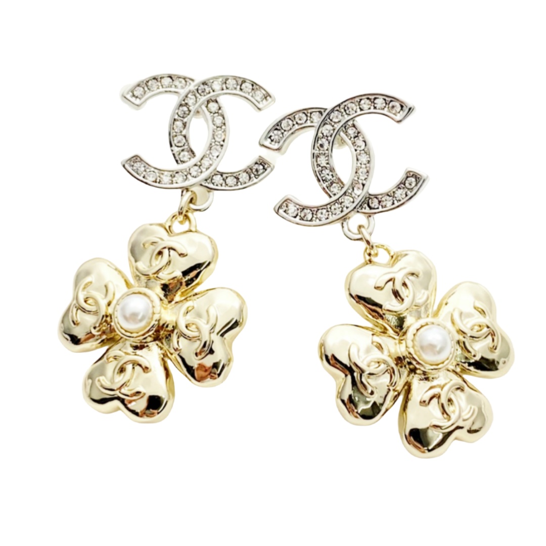 CCE296 Chanel heart clover earrings - ccjewelryacc