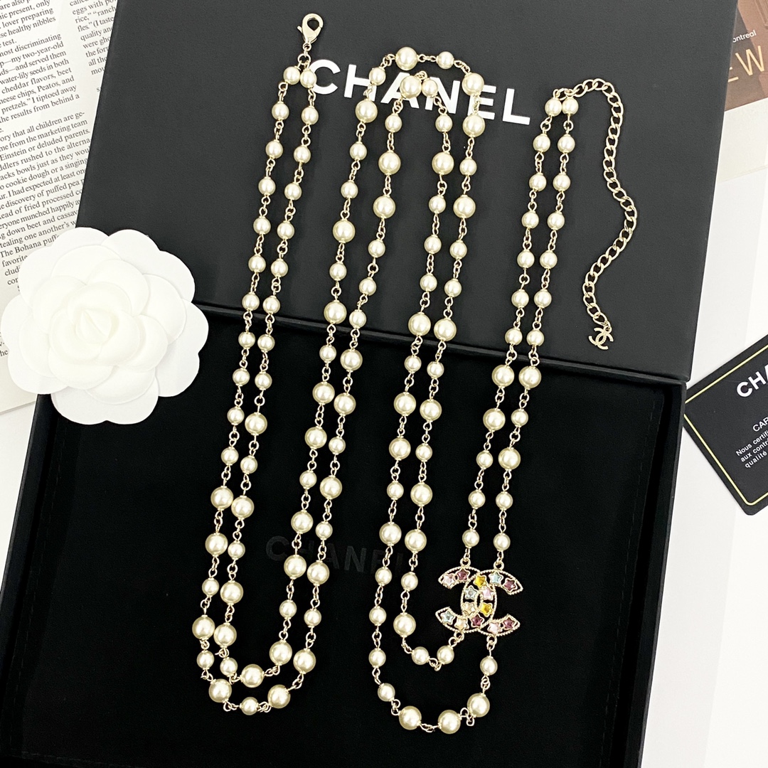 CCL094 Chanel necklace pearl long - ccjewelryacc