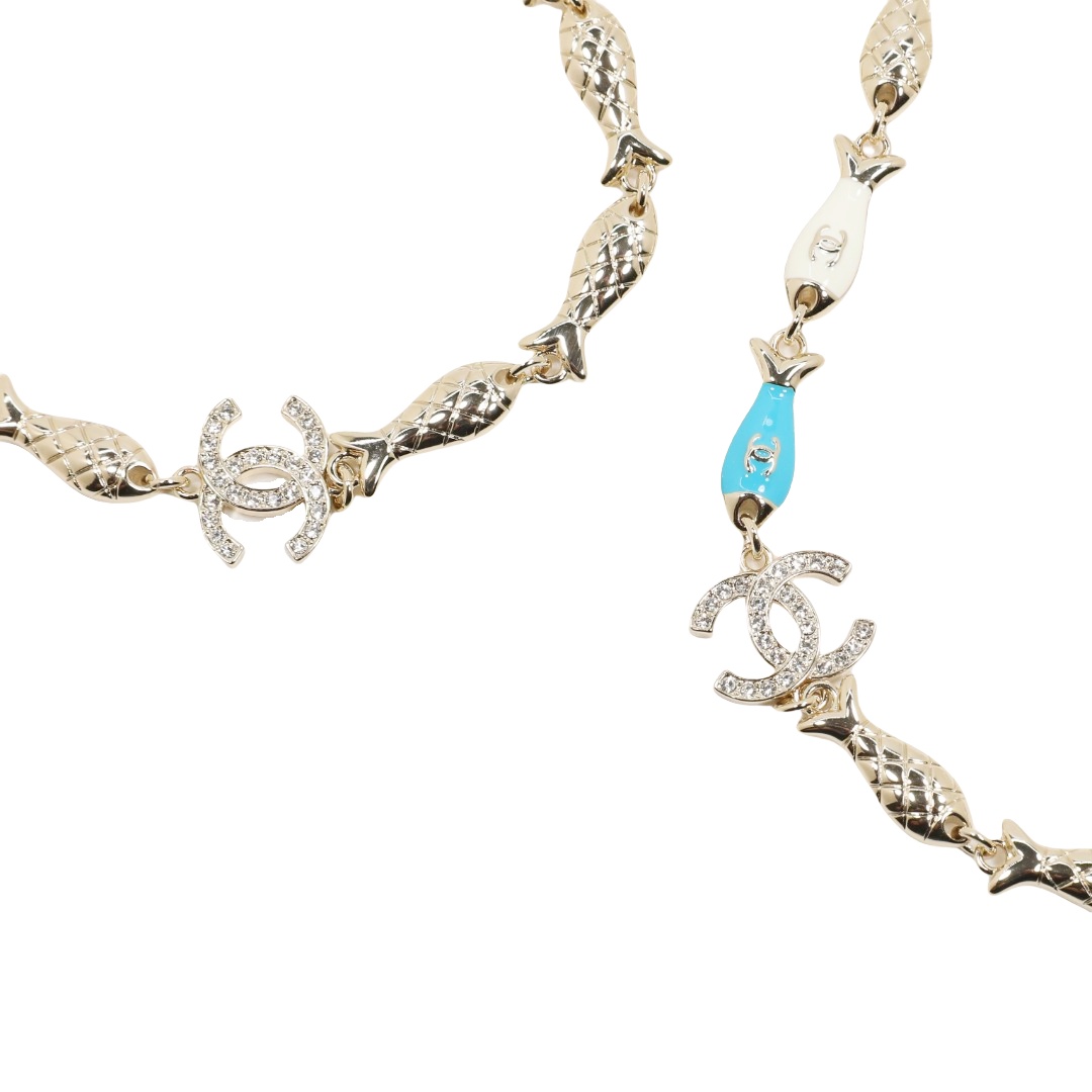 CCL093  Chanel Marine element enamel long chain sweater necklace - ccjewelryacc