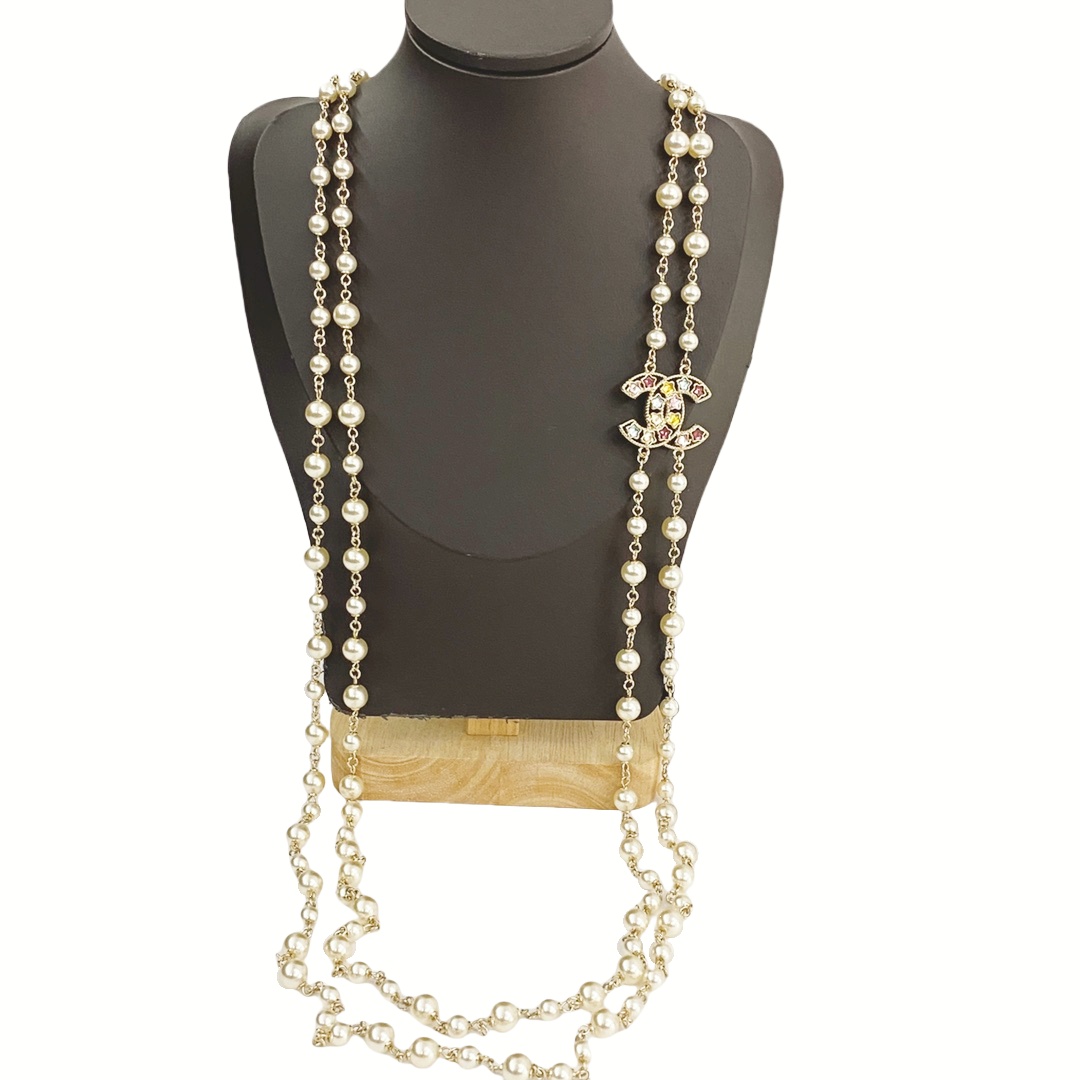 CCL094 Chanel necklace pearl long - ccjewelryacc