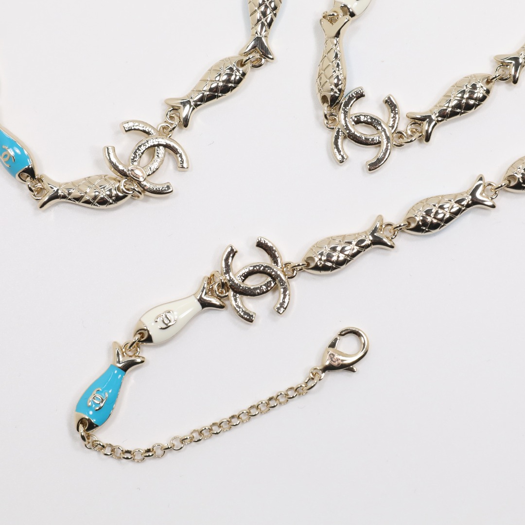 CCL093  Chanel Marine element enamel long chain sweater necklace - ccjewelryacc