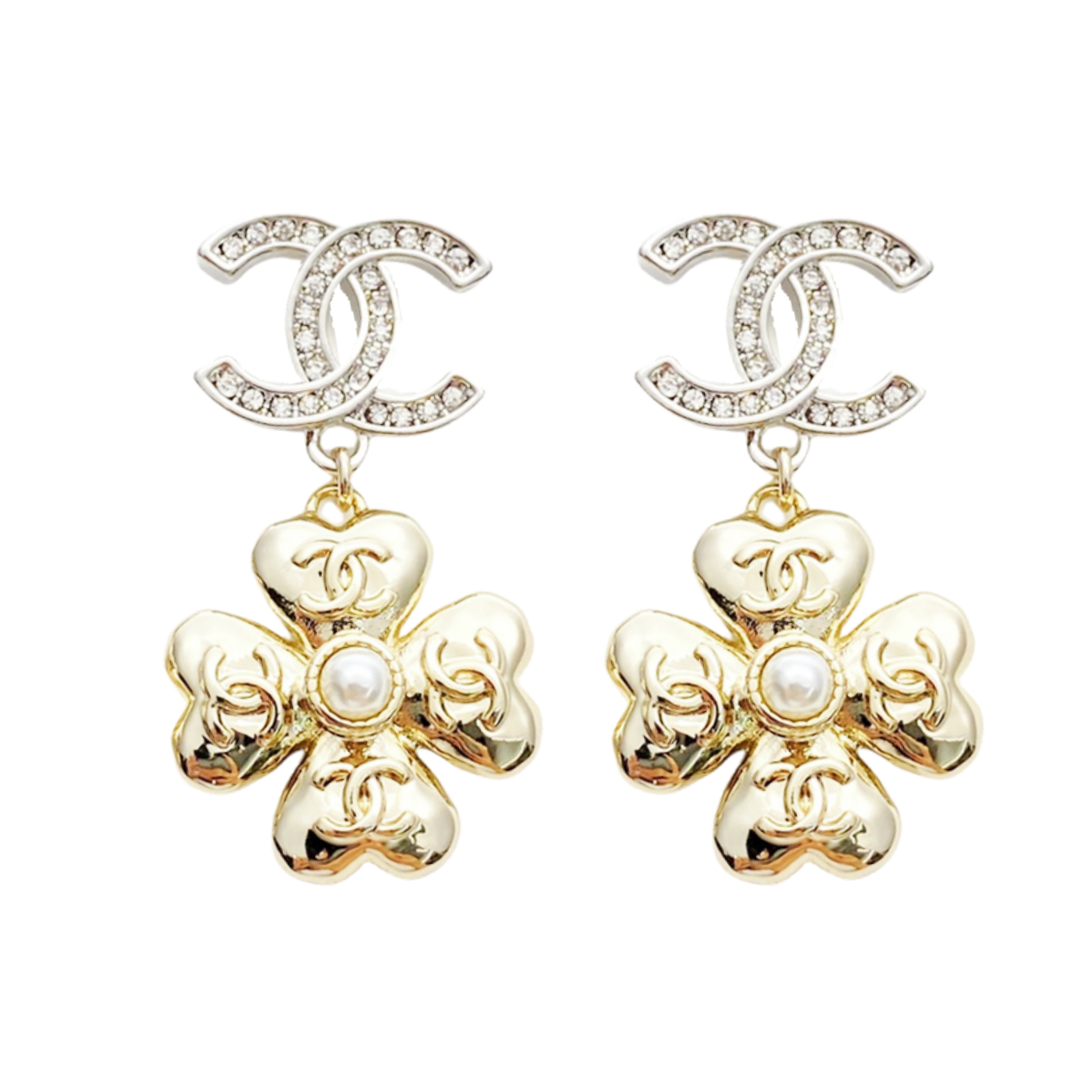 CCE296 Chanel heart clover earrings - ccjewelryacc