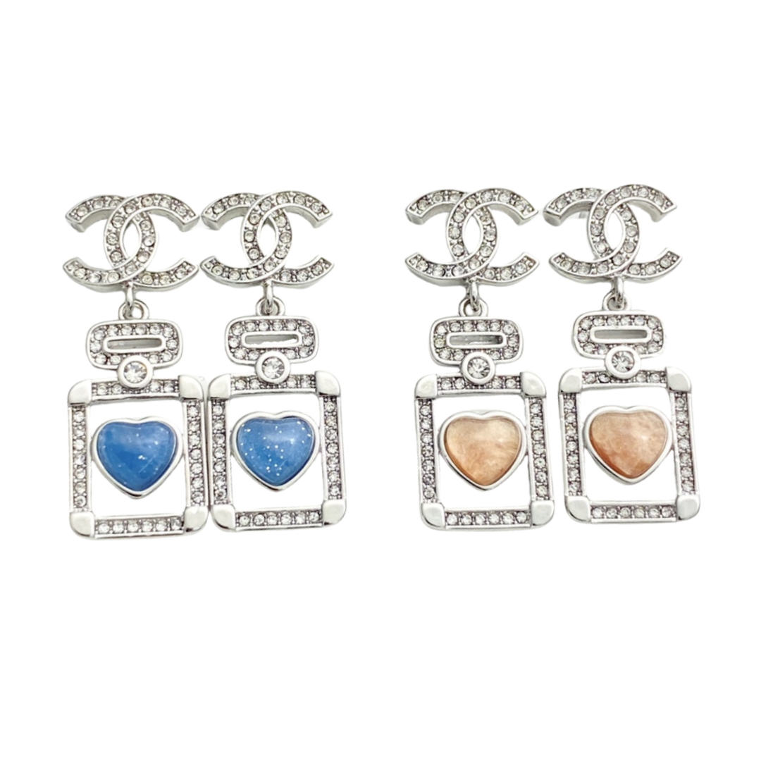 CCE288 Chanel hollow heart perfume bottle earrings - ccfashionjewelry