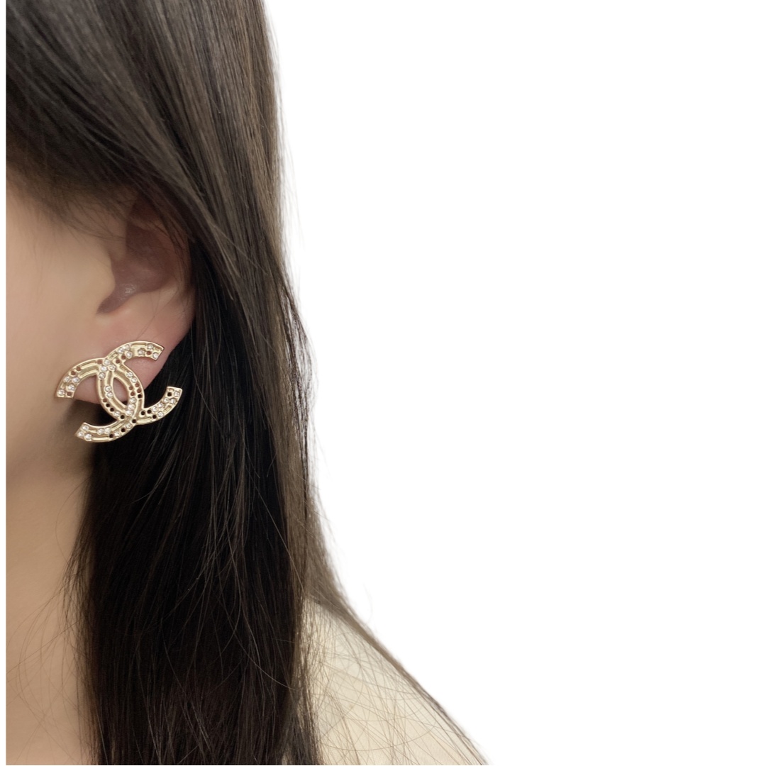 CCE301 Double cc chanel earrings - ccjewelryacc