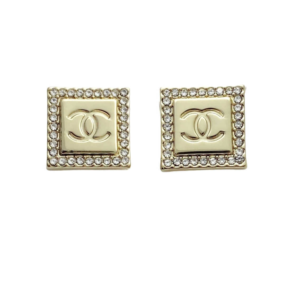 CCE287 Square cc logo stud earrings - ccjewelryacc