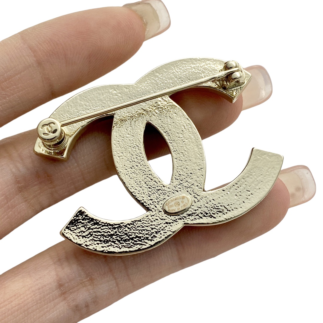 BCB563 Chanel denim blue cc logo brooch pin - ccjewelryacc