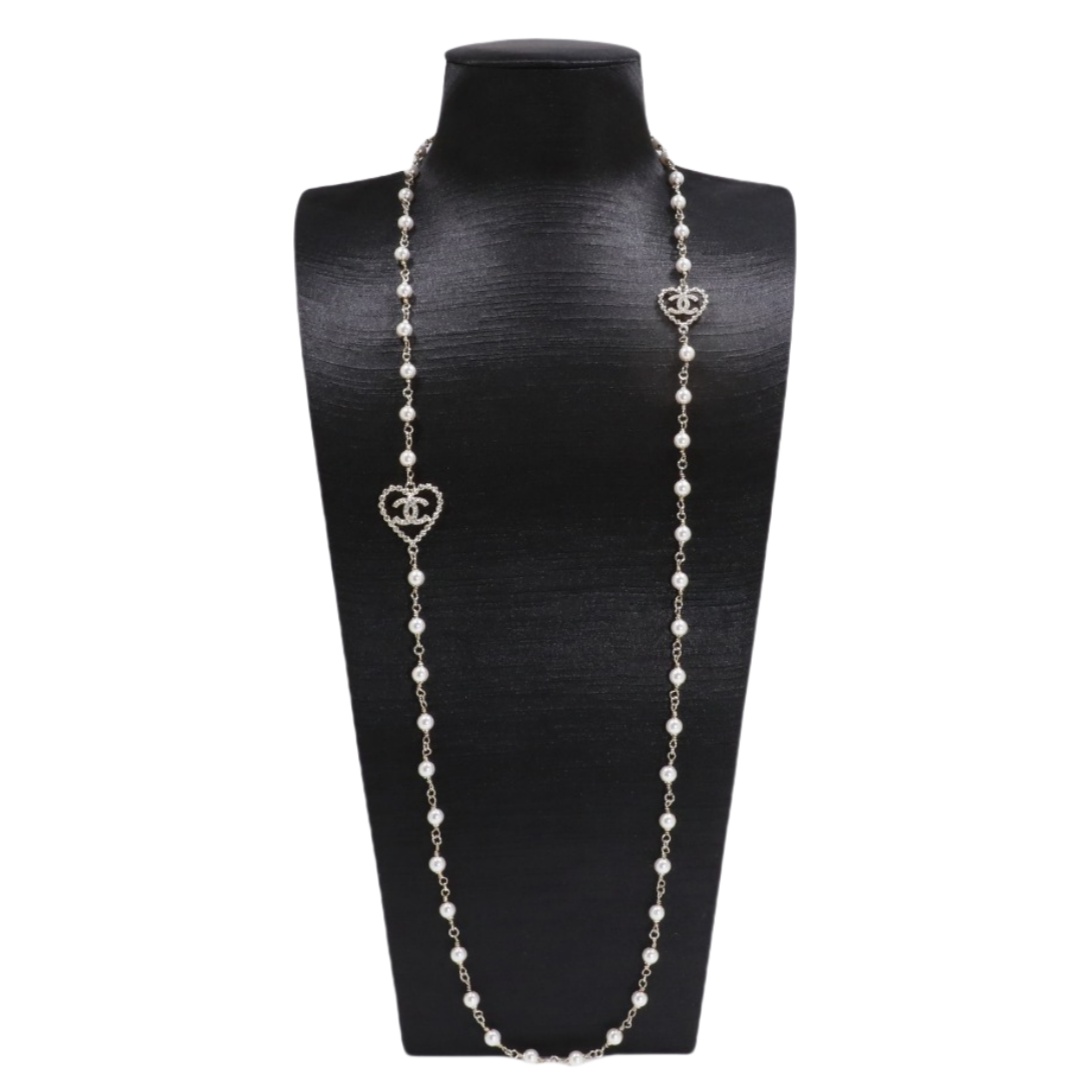 CCL095 Chanel heart necklace pearl long - ccjewelryacc
