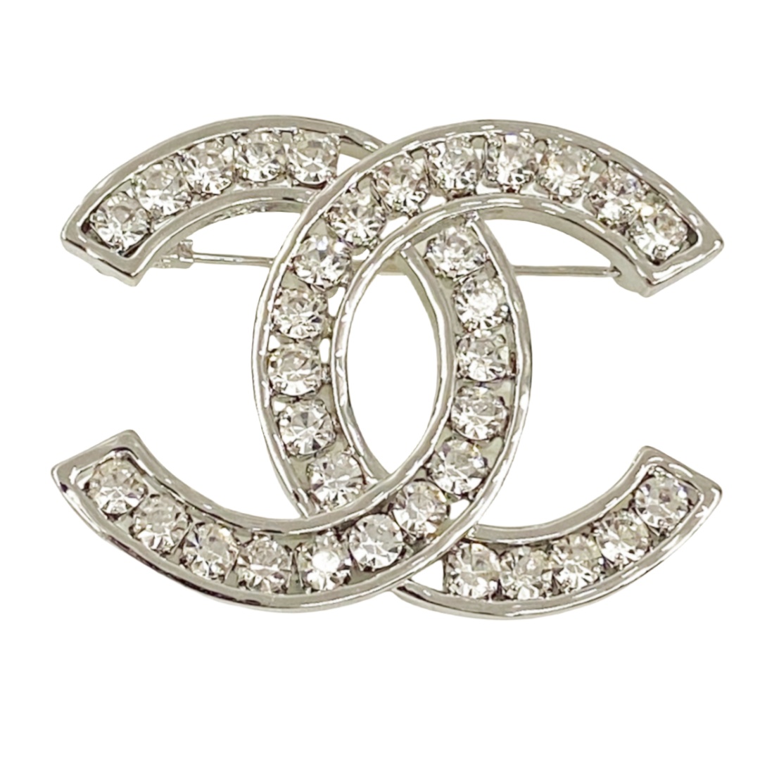 BCB063 CC brooch pin in metal and rhinestone - ccjewelryacc