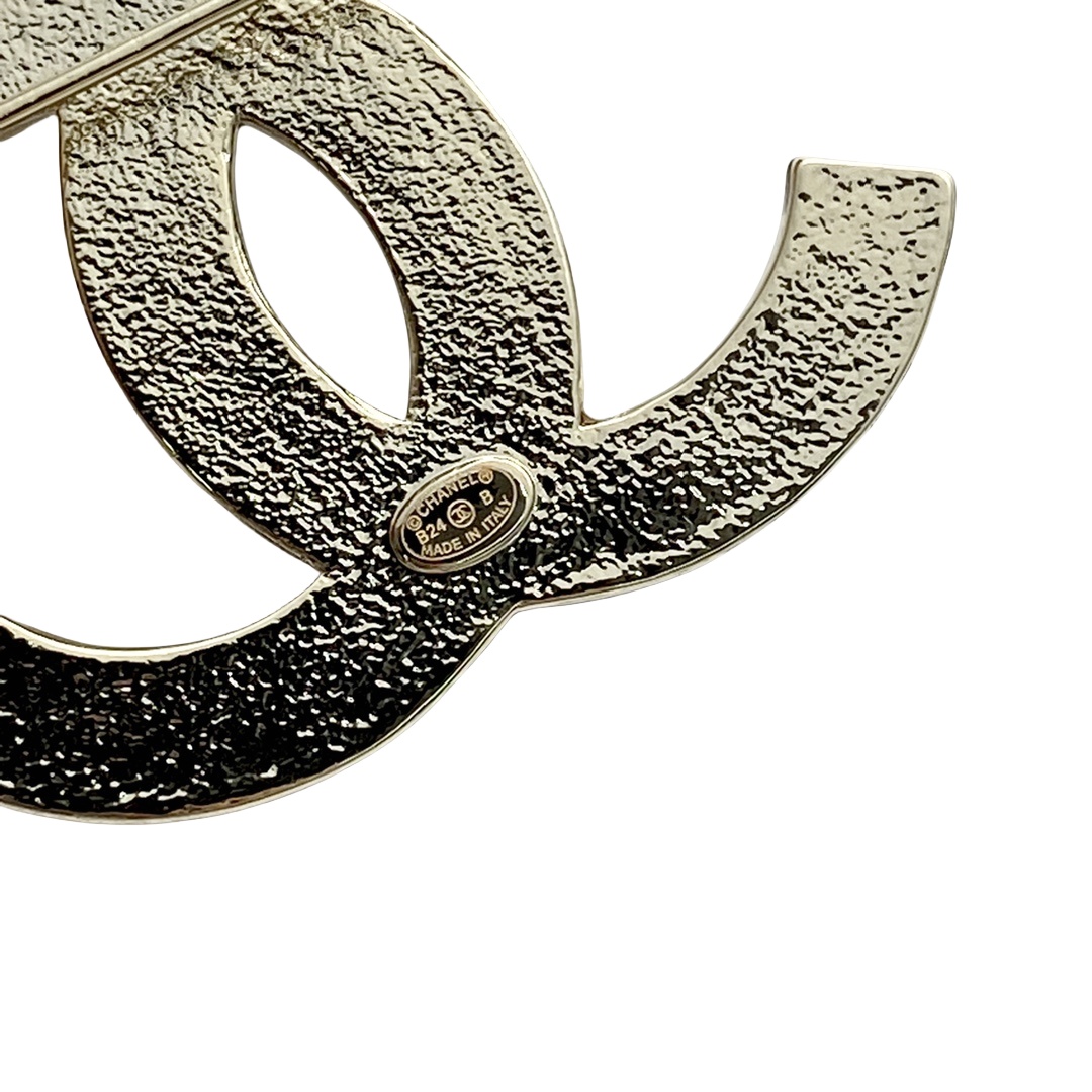 BCB563 Chanel denim blue cc logo brooch pin - ccjewelryacc