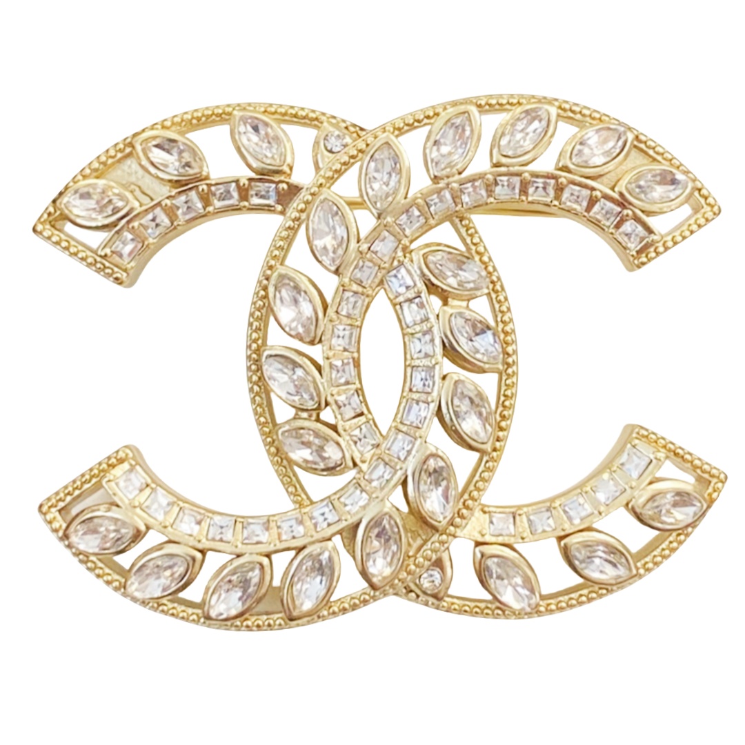 BCB020 CC Crystal Brooch Gold - ccjewelryacc