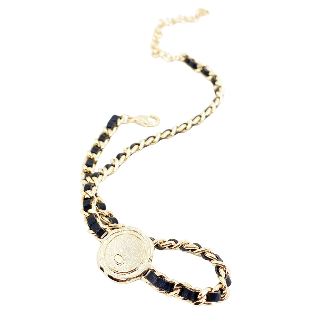 CCN183 Metal leather cc logo Choker necklace - ccjewelryacc