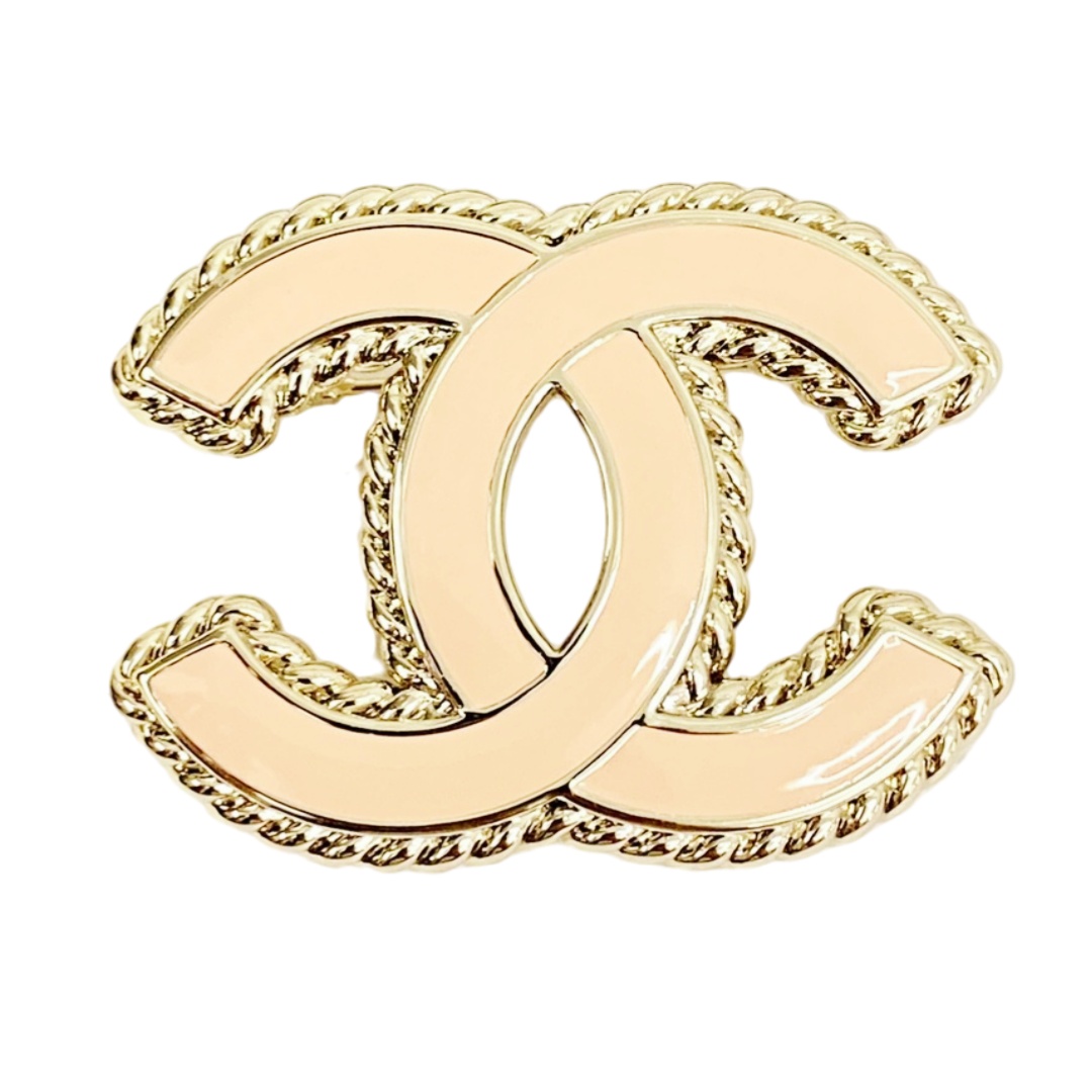 BCB425 Black enamel CC brooch pin - ccjewelryacc