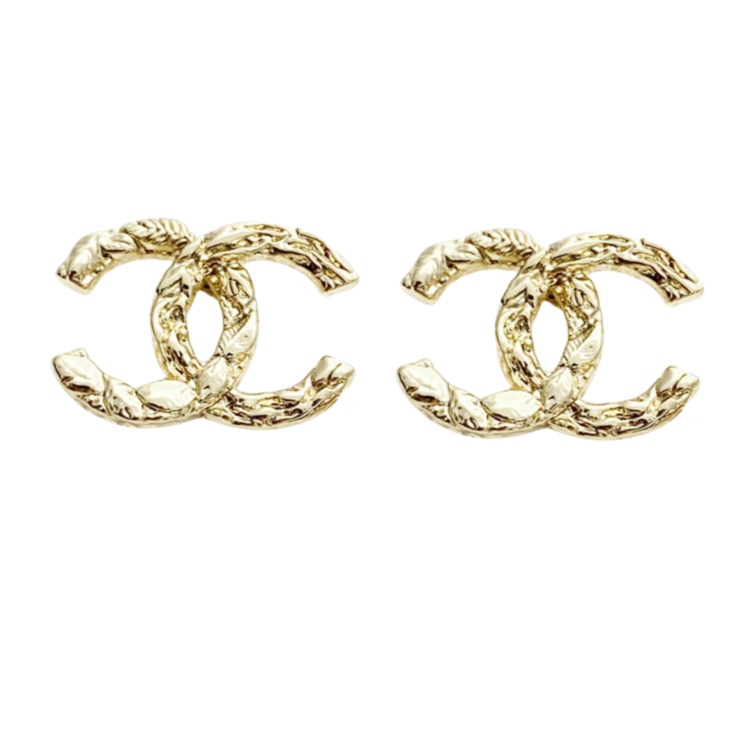 CCE303 Metal gold cc logo stud earrings - ccjewelryacc
