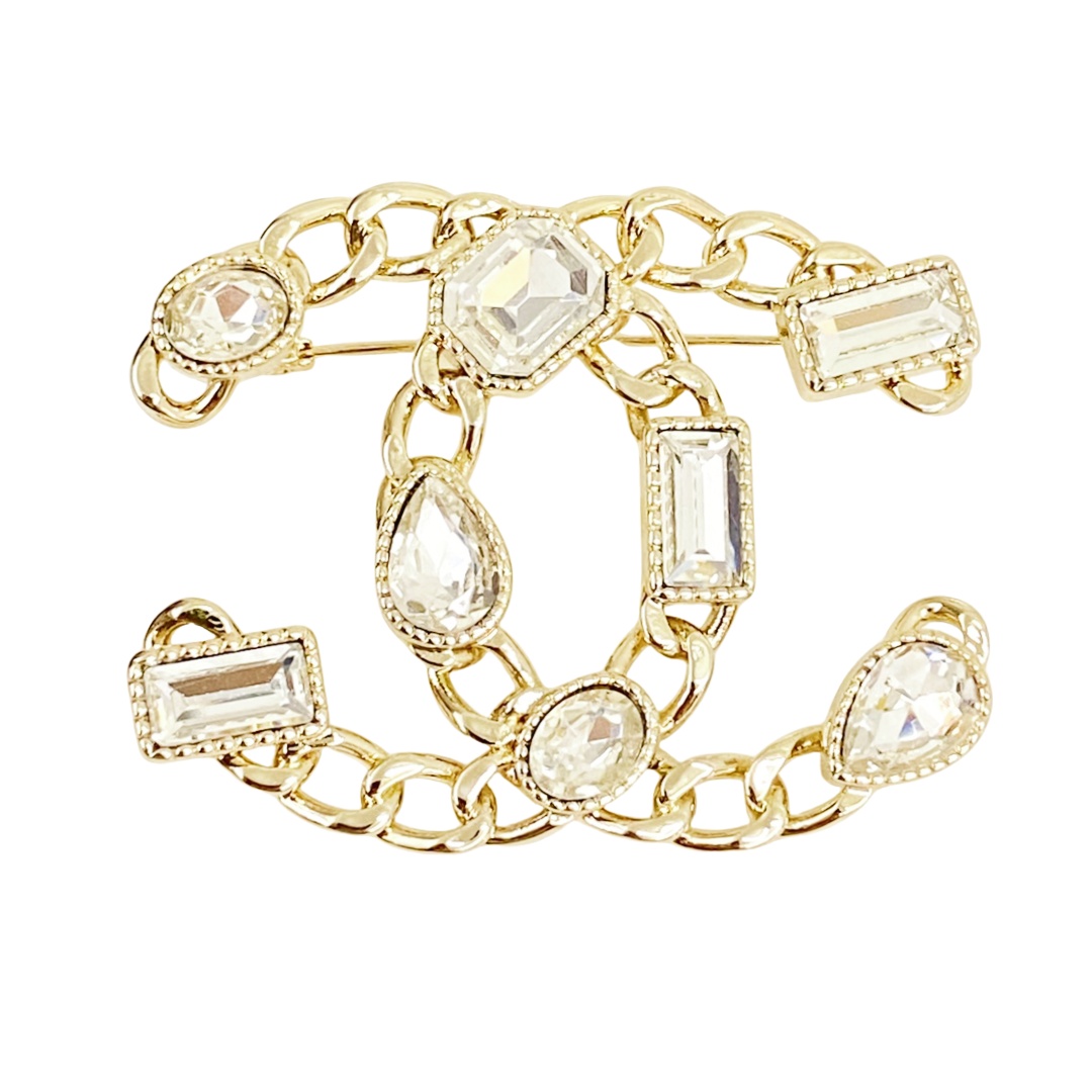 BCB354 Baguette Crystal CC brooch Gold - ccjewelryacc