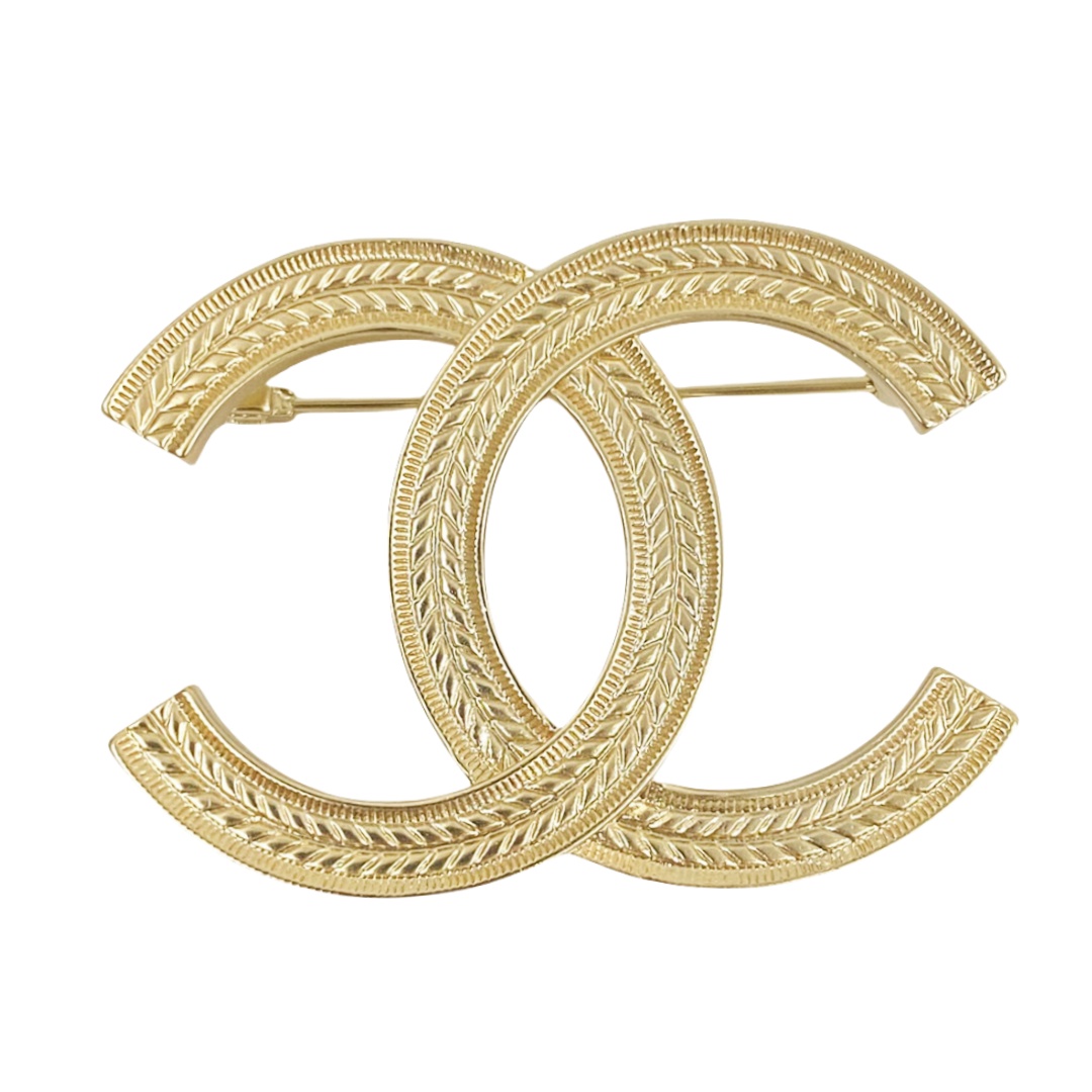 BCB285 Embossed wheat flower CC logo brooch pin - ccjewelryacc