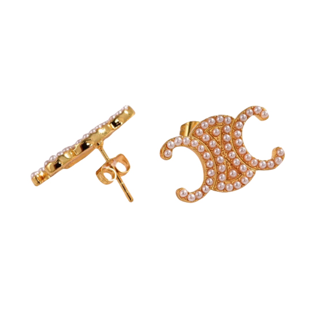 CLE089 celine baroque pearl earrings - ccjewelryacc