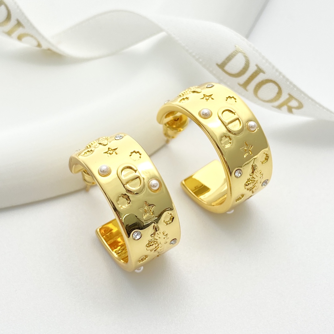 CDE220 Dior gold hoops earring - ccjewelryacc
