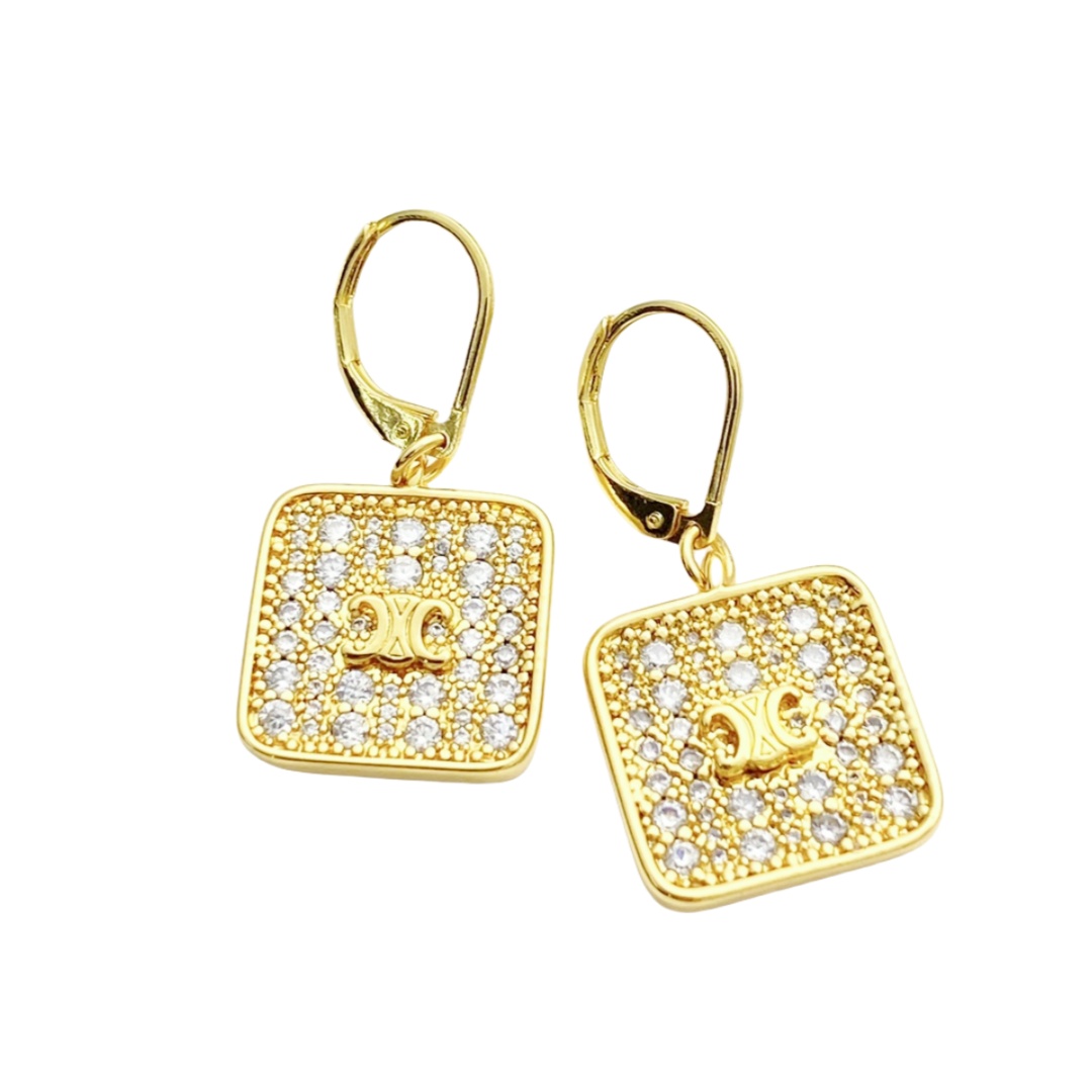 CLE083 Celine Act de Triomphe crystal drop earrings - ccjewelryacc