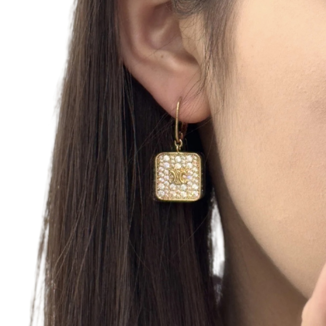 CLE083 Celine Act de Triomphe crystal drop earrings - ccjewelryacc