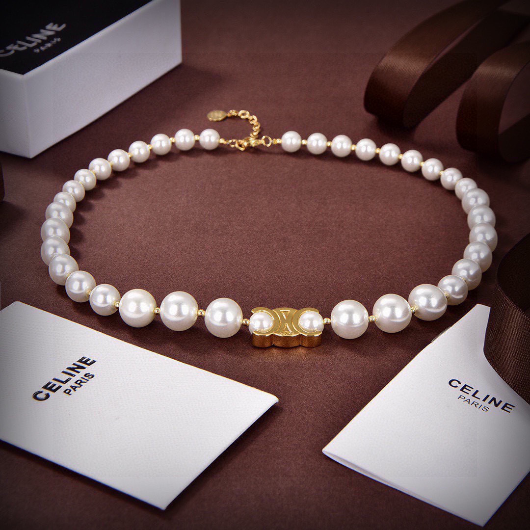 CLN006 celine pearl necklace - ccjewelryacc