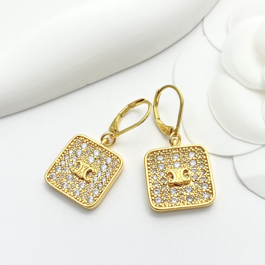 CLE083 Celine Act de Triomphe crystal drop earrings - ccjewelryacc