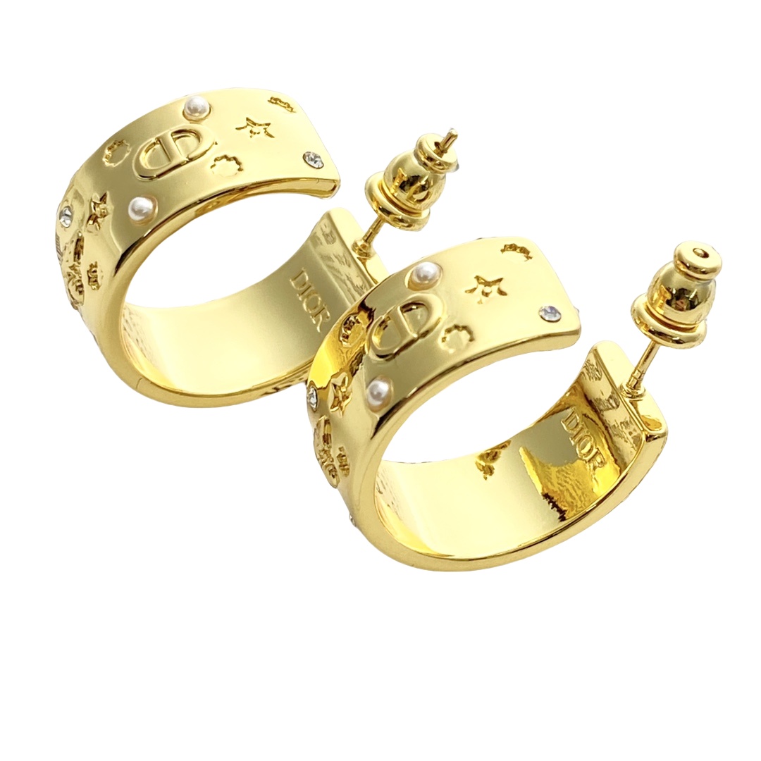 CDE220 Dior gold hoops earring - ccjewelryacc
