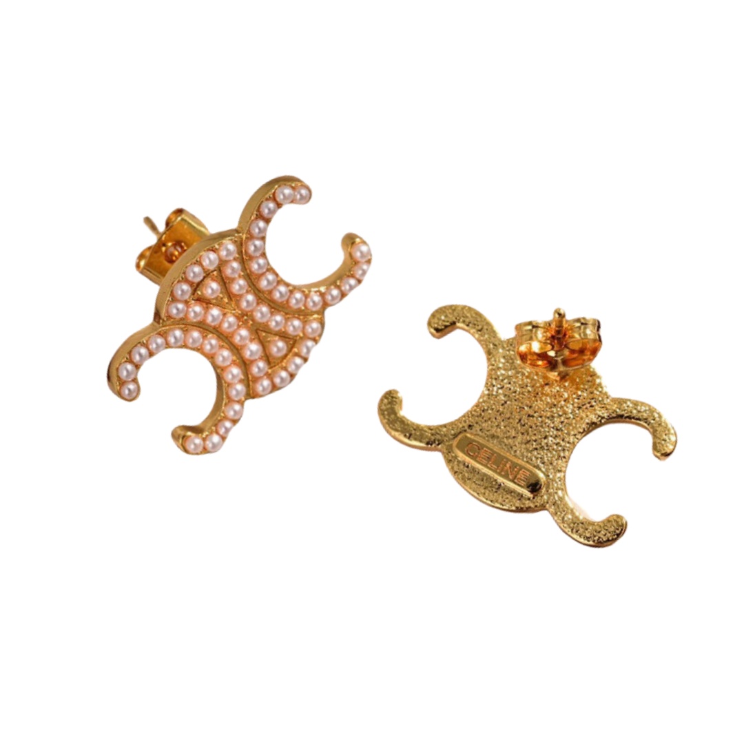 CLE089 celine baroque pearl earrings - ccjewelryacc