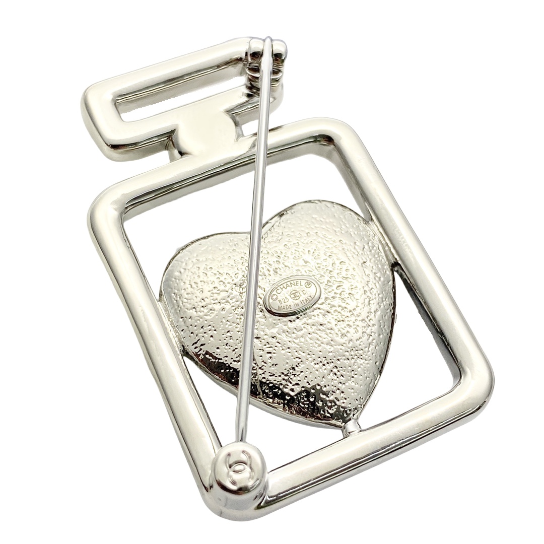 BCB567 Chanel Blue heart perfume bottle brooch pin - ccjewelryacc